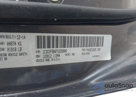 2015 Dodge Dart Sxt from USA, damaged, VIN 1C3CDFBB6FD226908